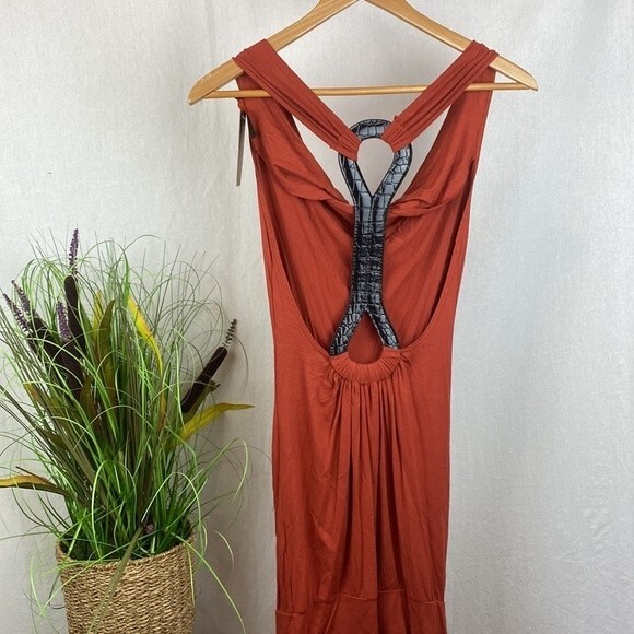 Planet Funk Rust Red Sleeveless Croc Back  Summer Weight Dress NEW S - Picture 6 of 10
